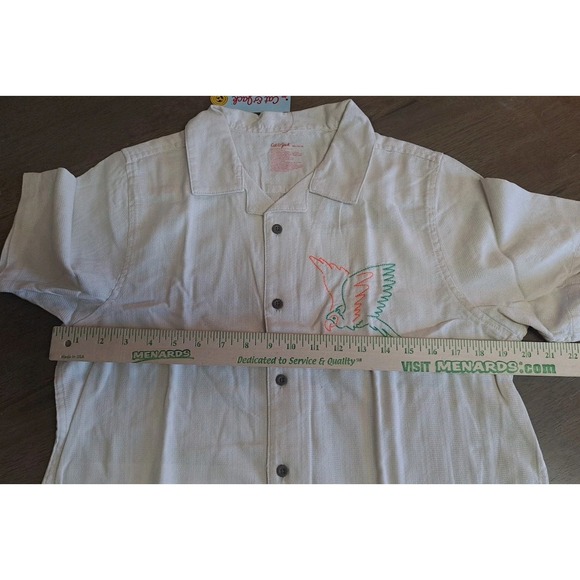 NWT Cat & Jack Boys XXL 16/18 Short Sleeve Embroidered‎ Shirt Parrott Palm Tree - Picture 7 of 12